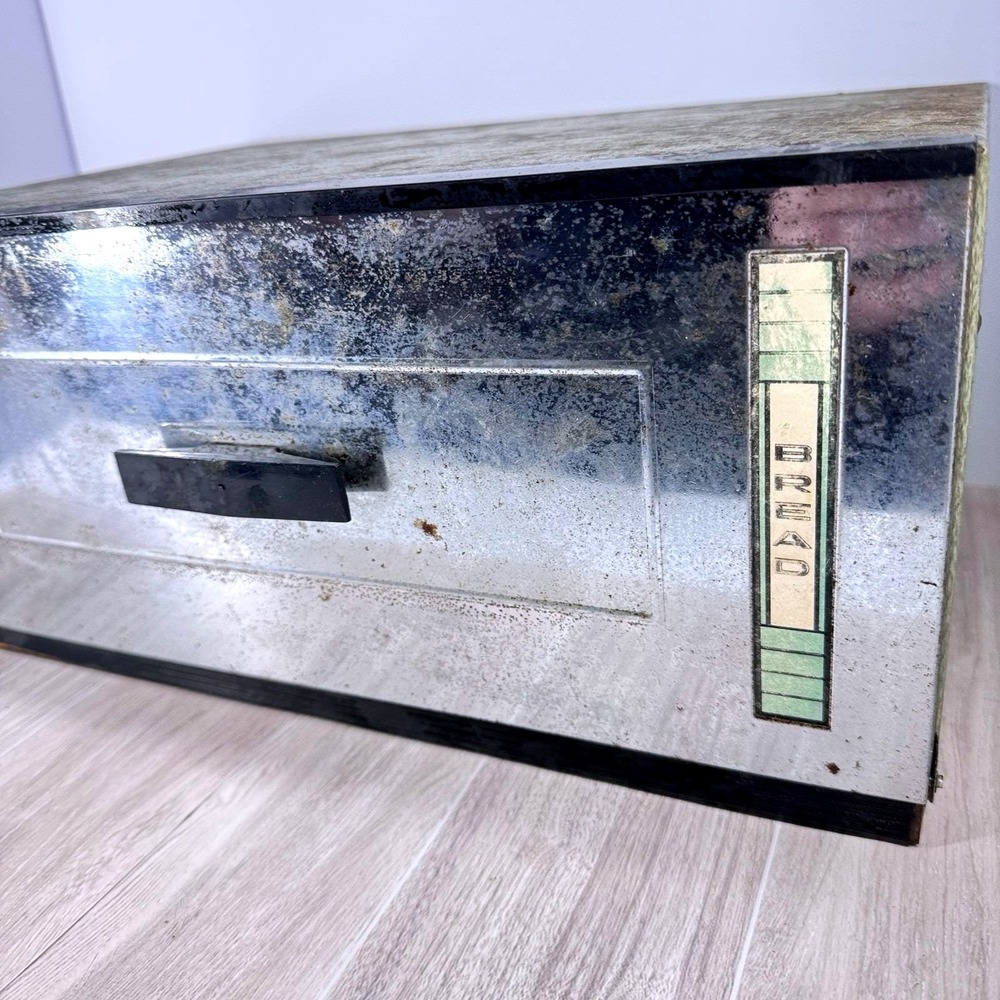 Vintage Kromex Metal Bread Box Made in USA Mid Century Kitchen Storage‎